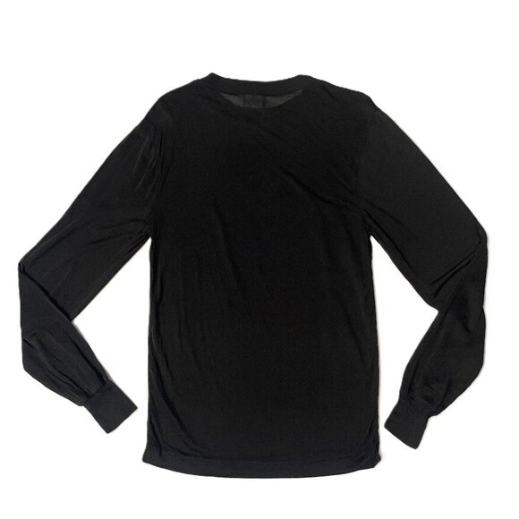 Polar Edge Shirt Mens Medium Black 100% Silk Base Layer Crew Neck Long Sleeve - Picture 2 of 9